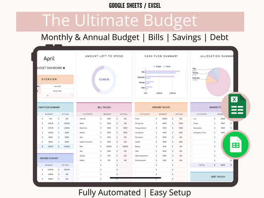 Budget Planner Spreadsheet Google Sheets Excel Budget Tracker Bill Tracker Debt  Monthly Weekly Biweekly Paycheck Budget Expense Tracker