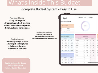 Budget Planner Spreadsheet Google Sheets Excel Budget Tracker Bill Tracker Debt  Monthly Weekly Biweekly Paycheck Budget Expense Tracker